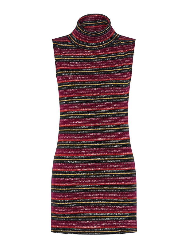 Robe-pull à rayures irisées - bordeaux - 1