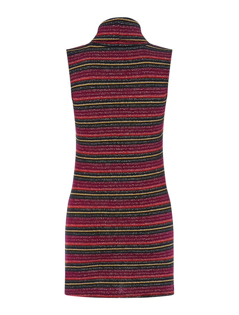 Robe-pull à rayures irisées - bordeaux - 2