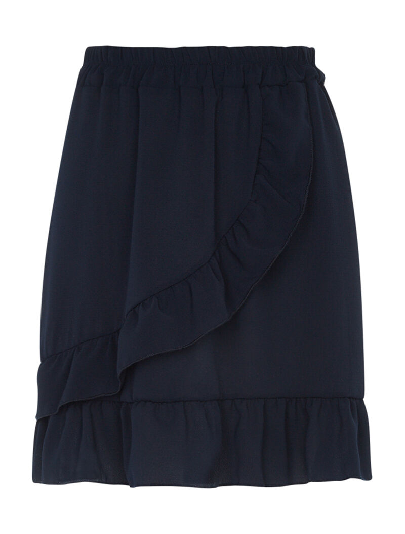 Jupe en mousseline à volants - marine - 1