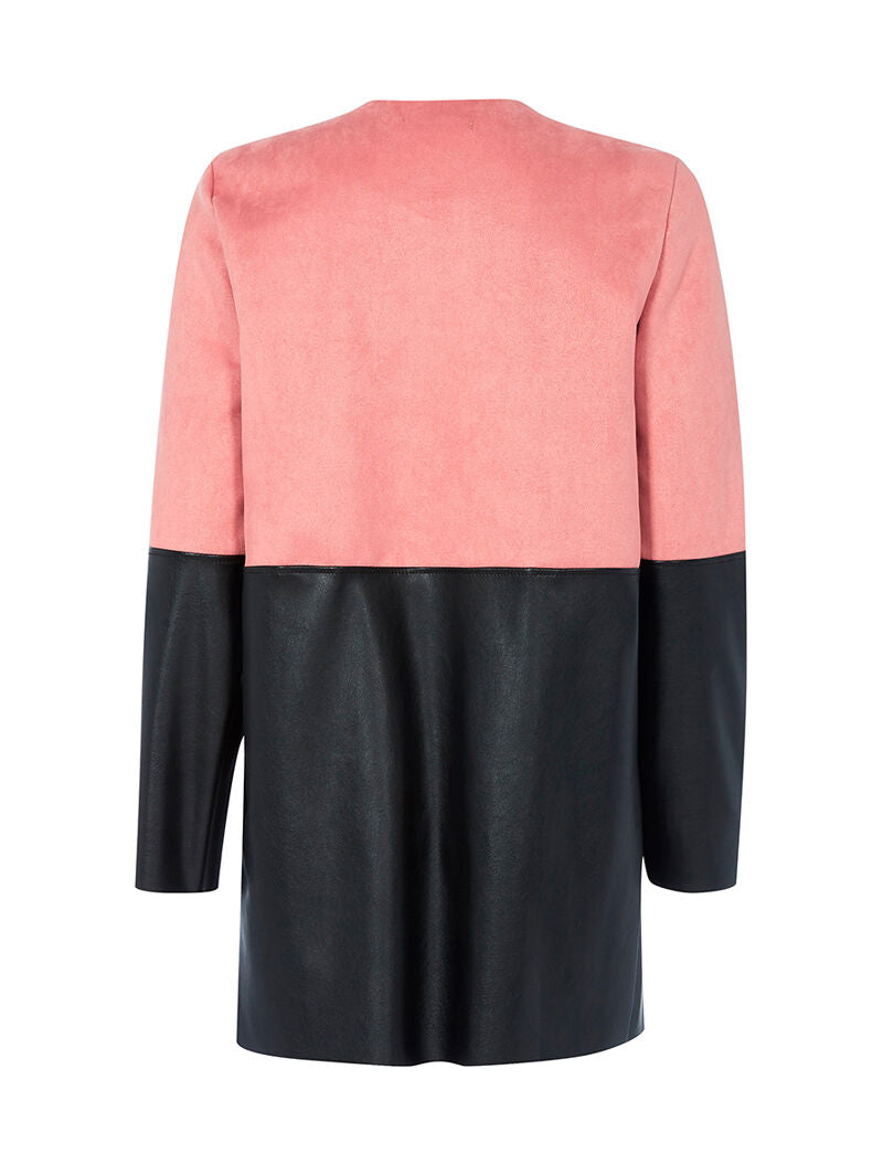 Veste longue bimatière - vieux rose - 2