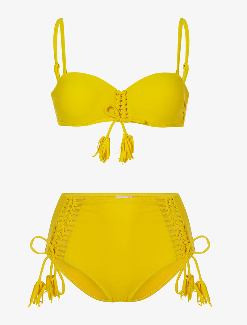 Bikini taille haute à corsage - jaune - 1