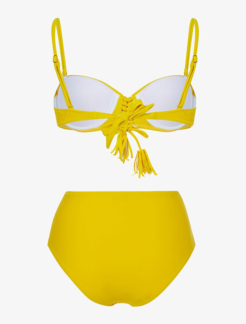 Bikini taille haute à corsage - jaune - 2