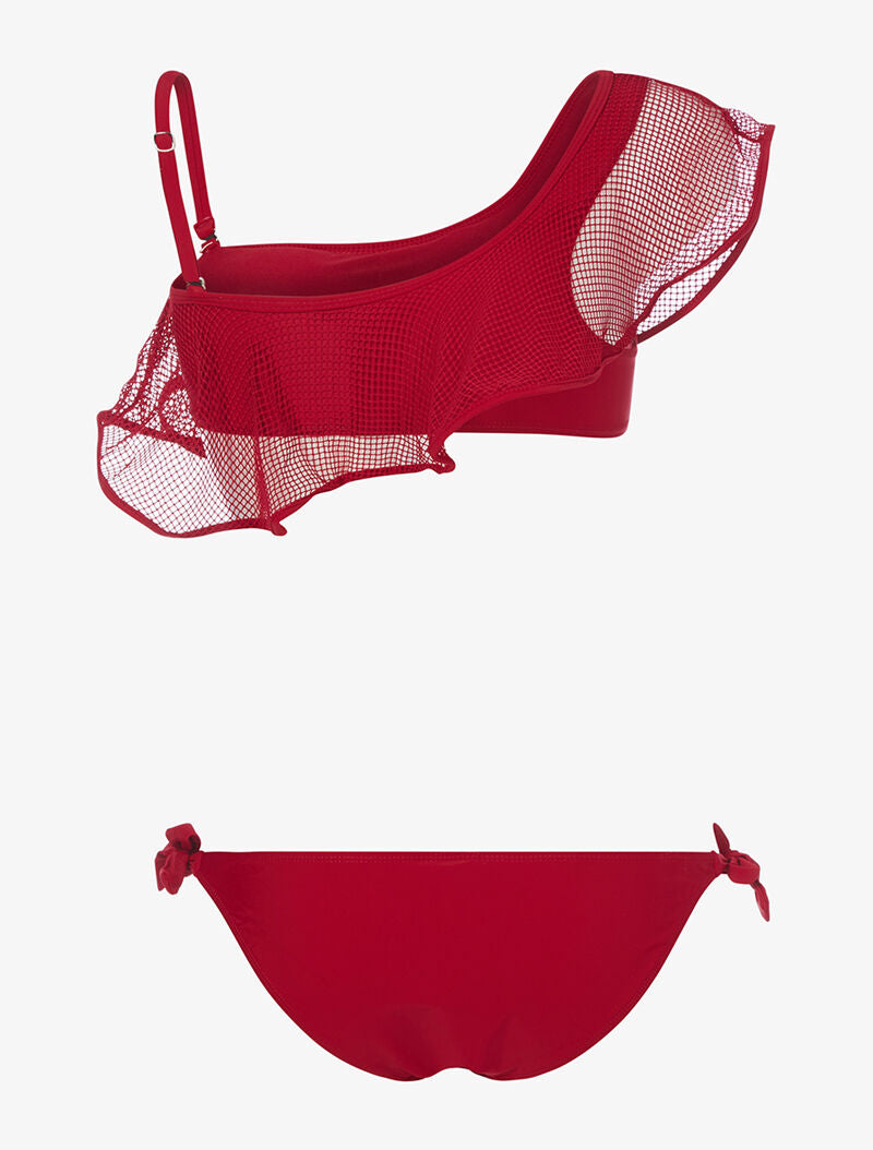 Bikini à volant et filet - bordeaux - 2