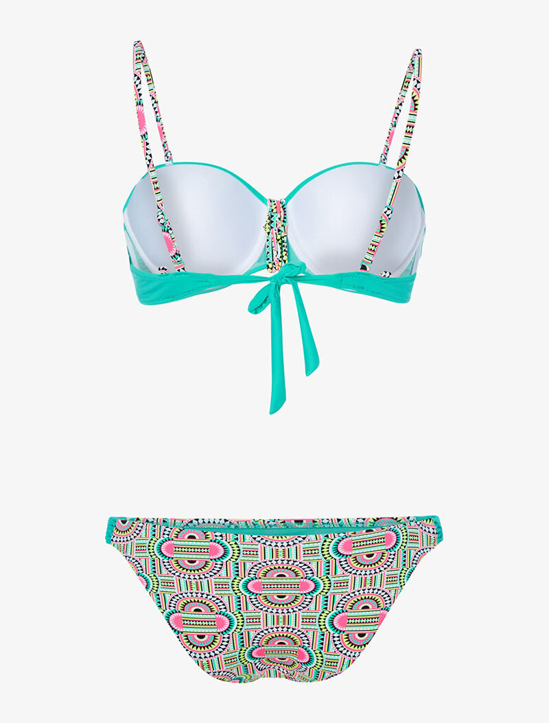 Bikini à imprimé tribal fluo - turquoise - 2