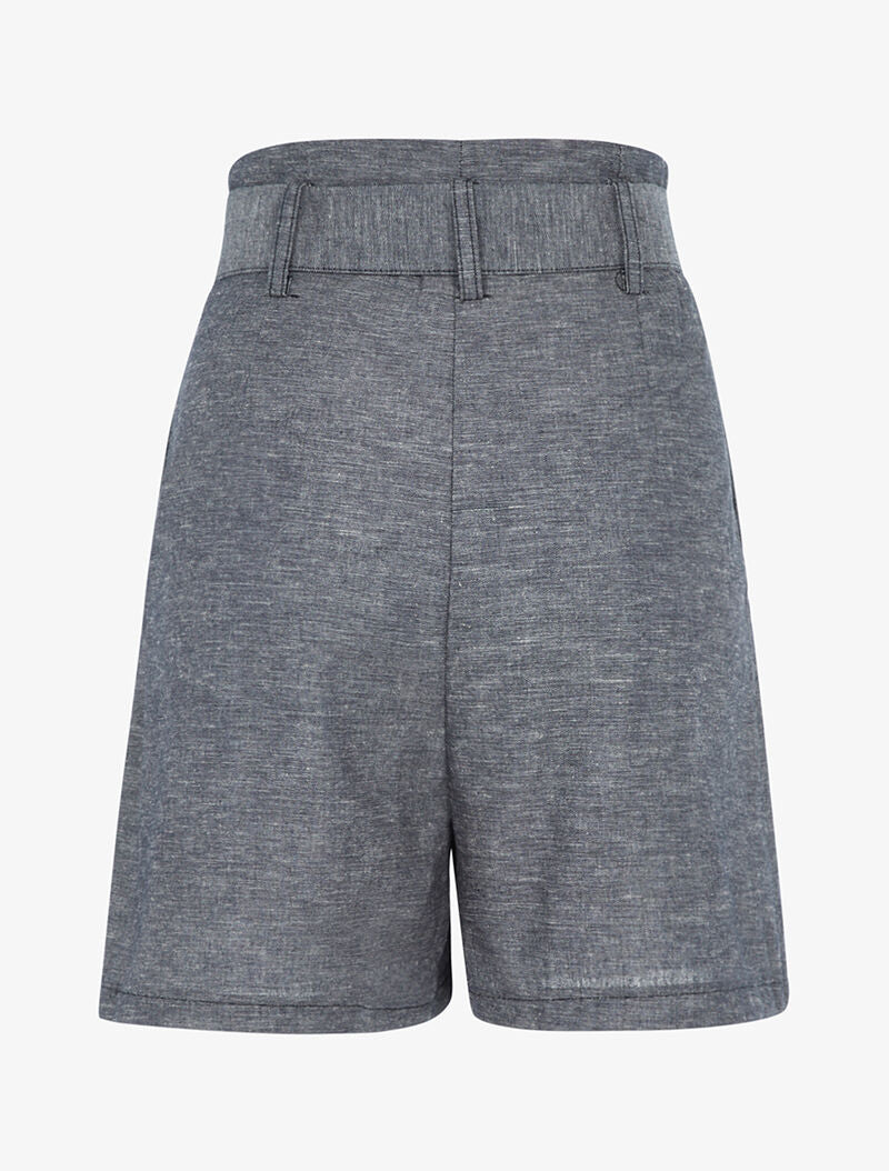 Short taille empire en lin - marine - 2