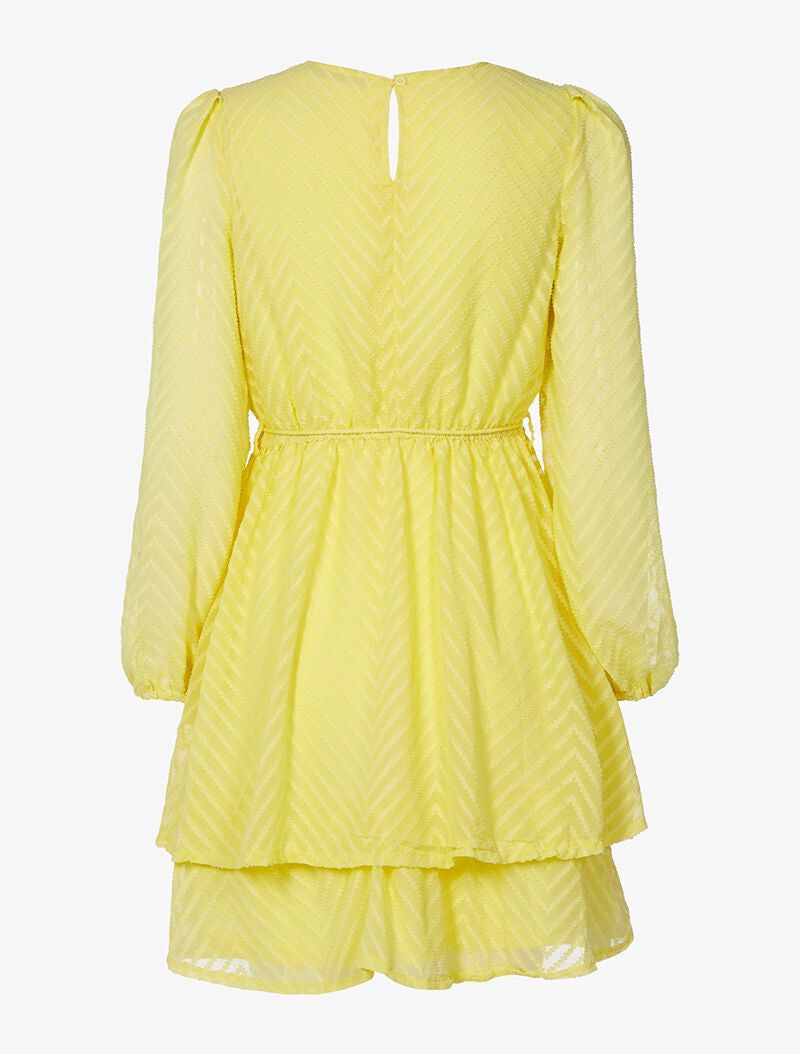 Robe dentelle piquetée - jaune - 2