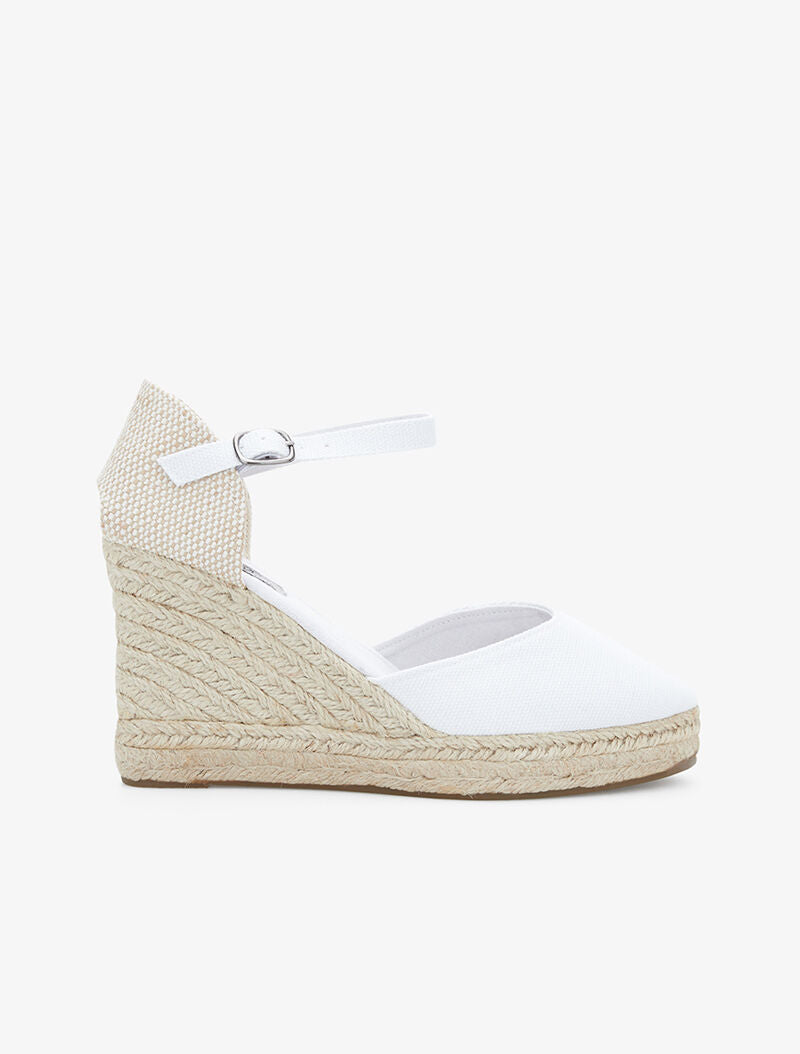 Compensées en tissu à bouts ronds - blanc - 1