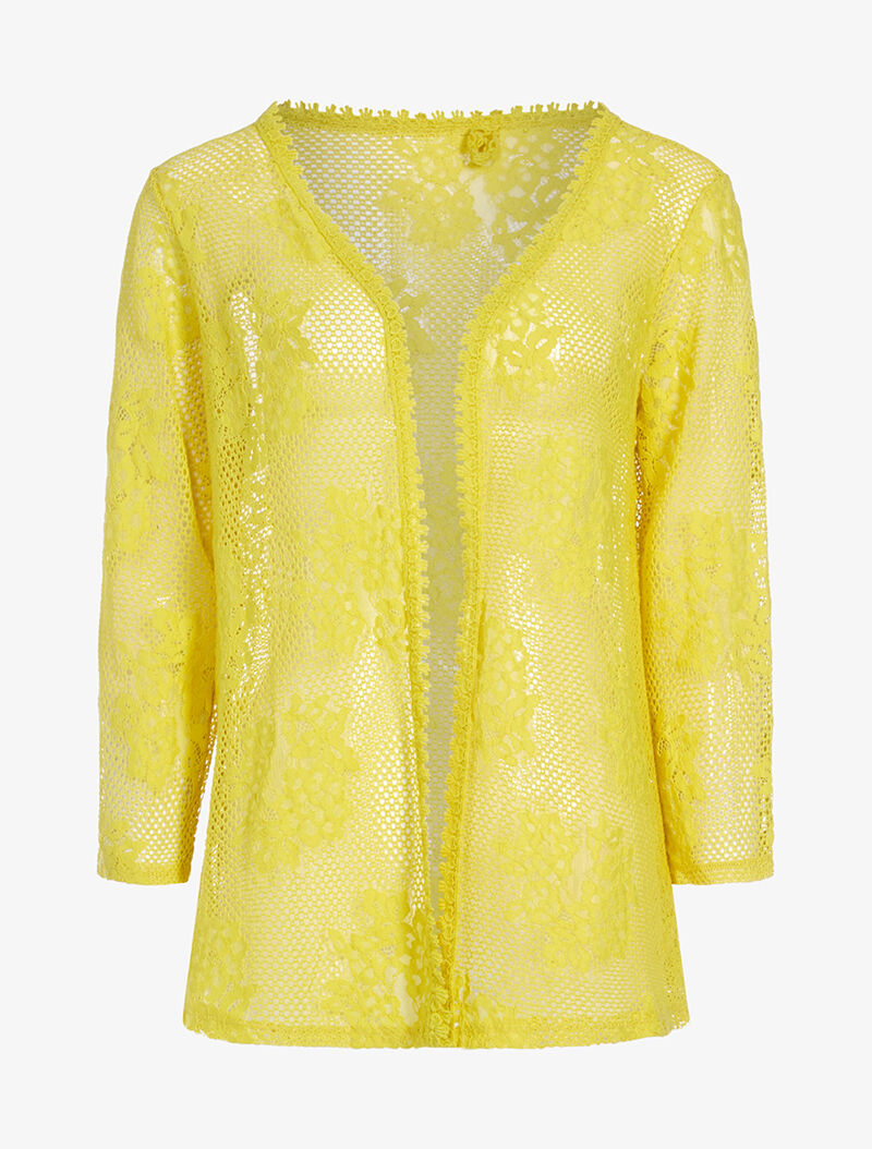 Gilet ajouré en crochet - jaune - 3