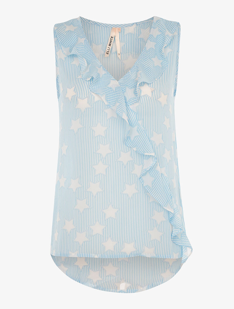 Top transparent à rayures et étoiles - blanc/bleu ciel - 3