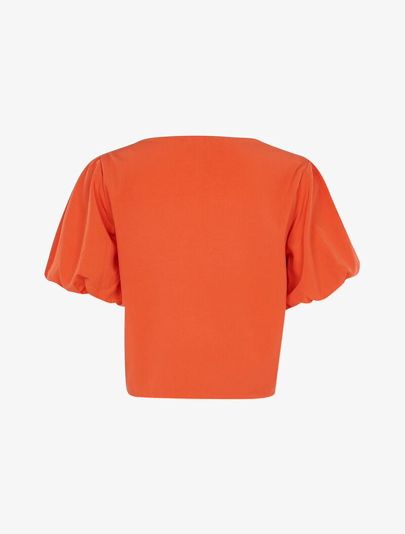 Crop top à manches bouffantes évasées - orange - 2