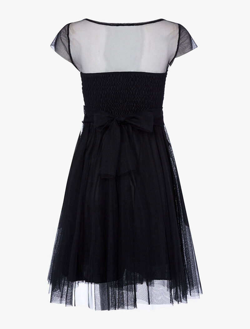 Robe ornée de broderie et tulle - noir/or - 2