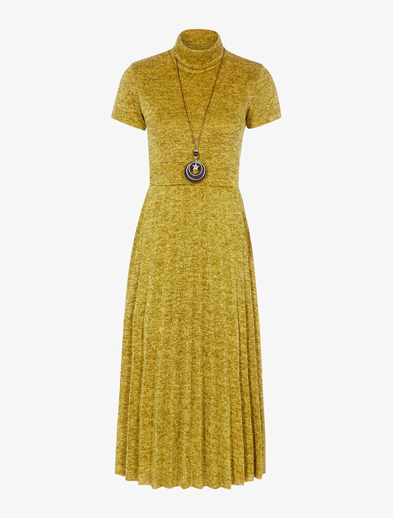 Robe gaufrée effet tweed - moutarde chiné - 3