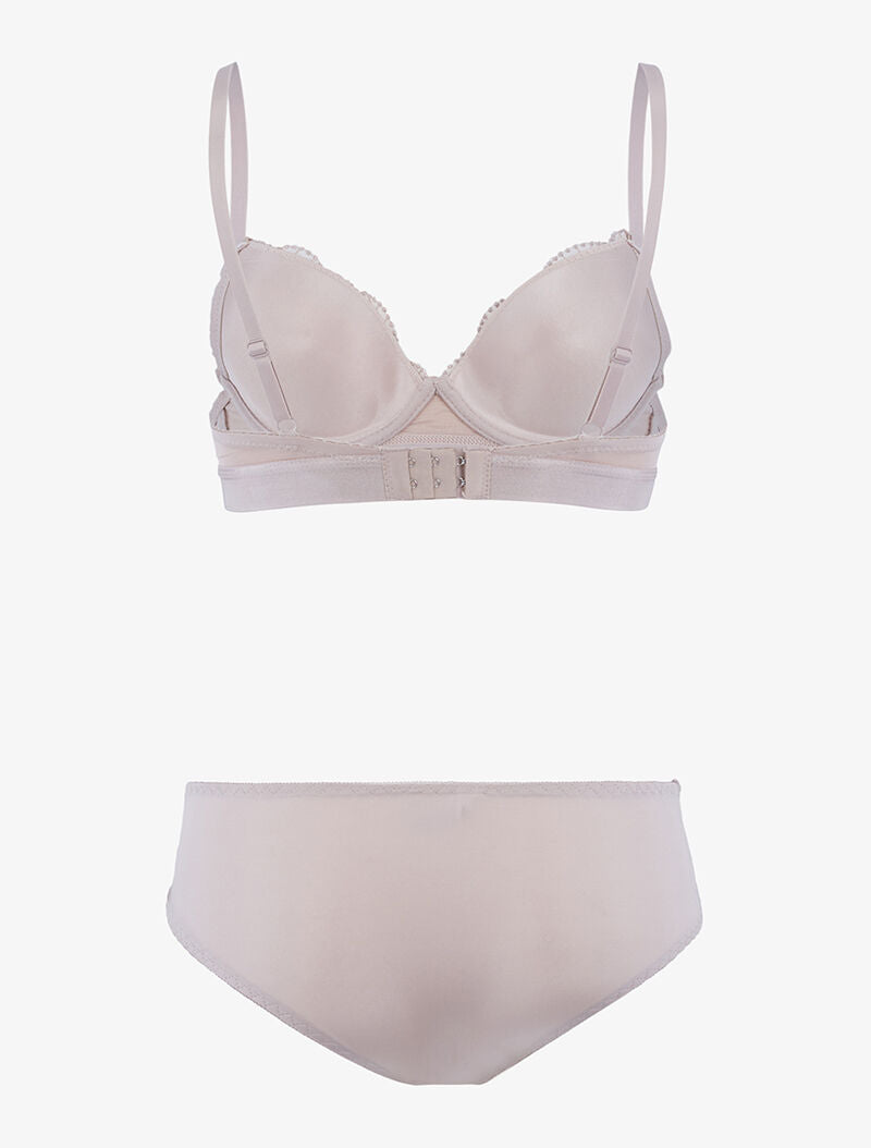 Ensemble à empiècement broderie fleurie - taupe - 2