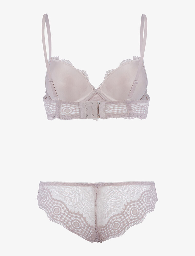 Ensemble bustier à empiècements dentelle ajourés - taupe - 2