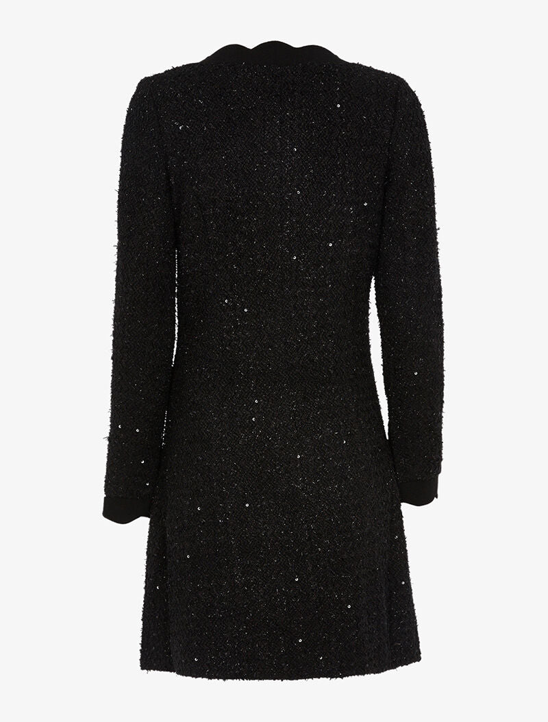 Veste effet tweed à détails vagues et sequins - noir - 2