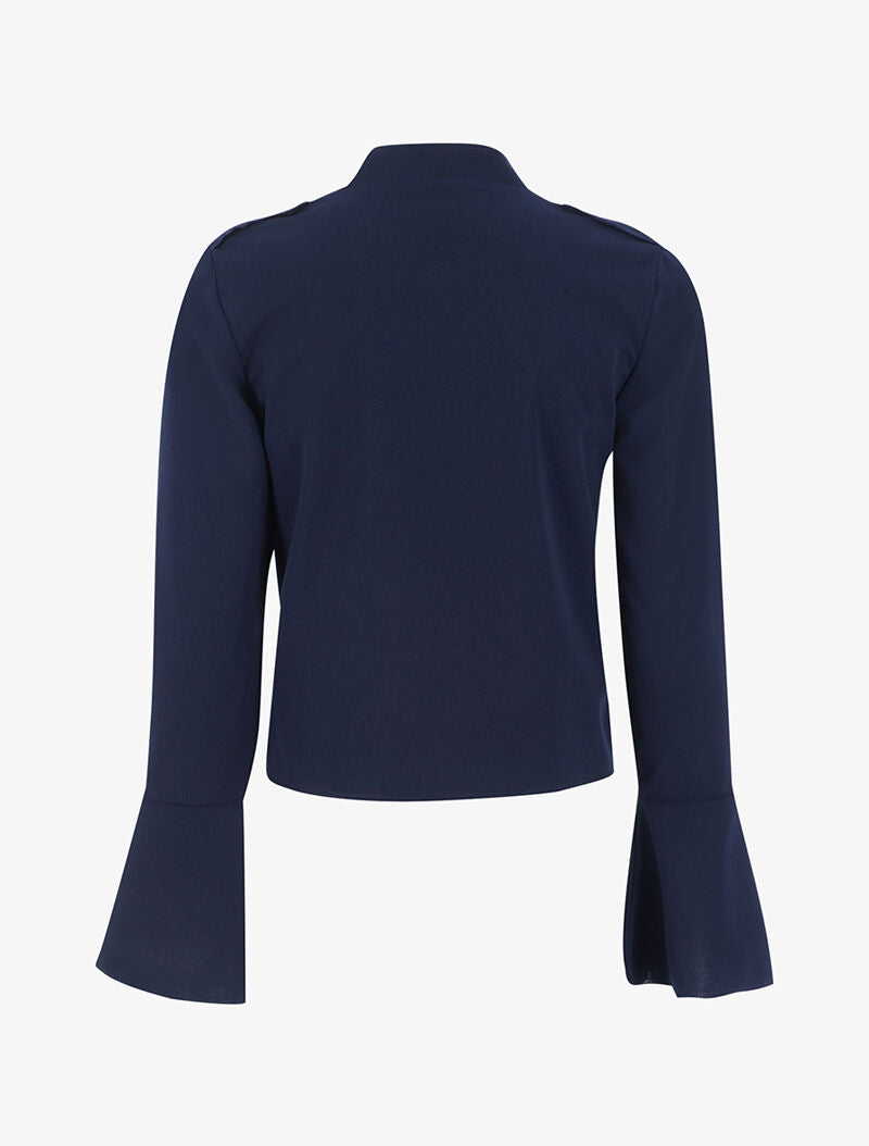 Veste boutonnée à bords coupe franche - marine - 2
