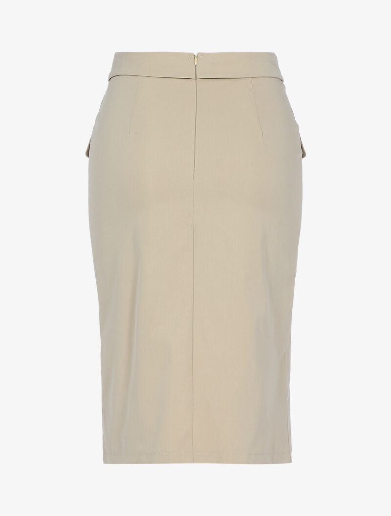 Jupe crayon à taille empiécée - beige - 2