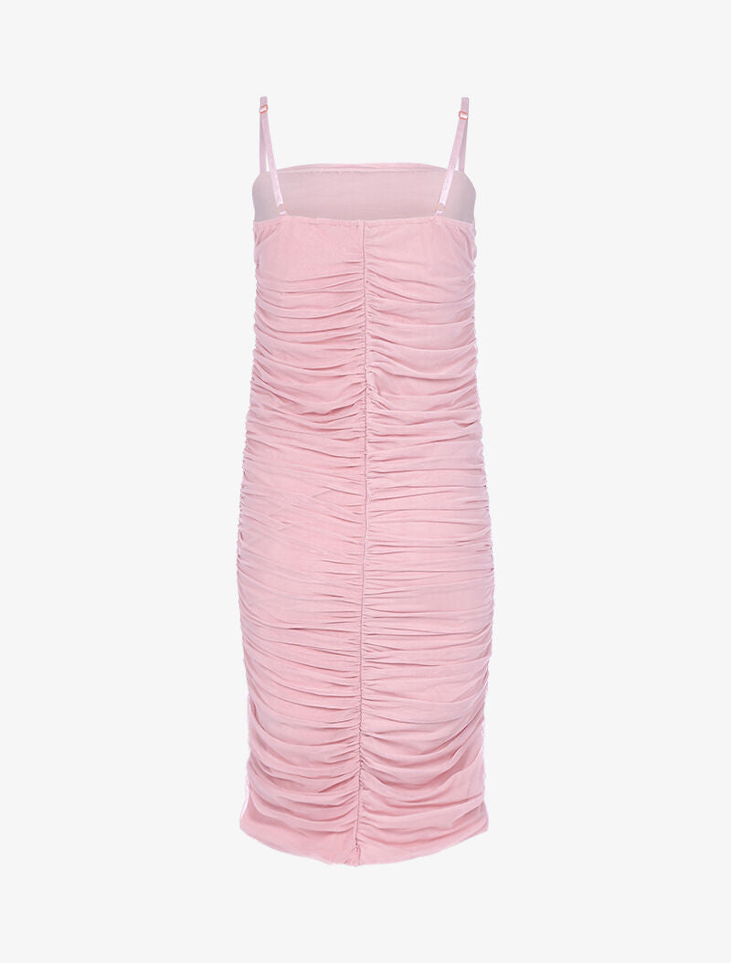 Robe fourreau en tulle plissée - rose - 2