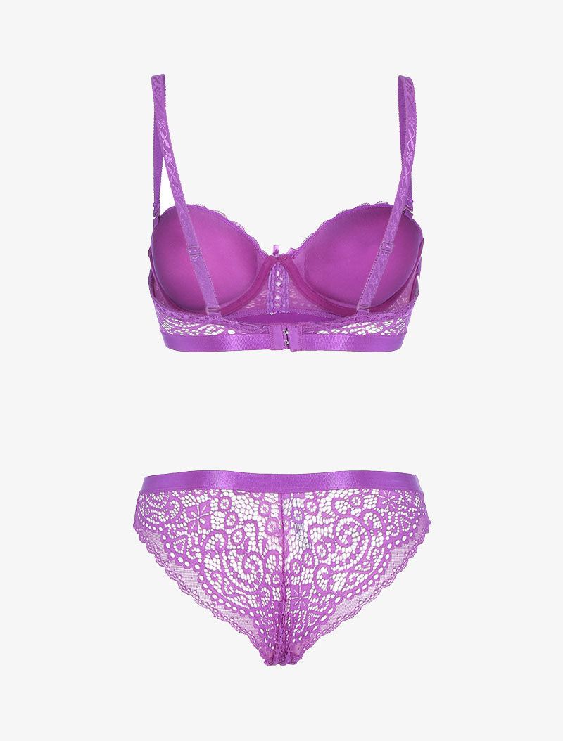 Ensemble en dentelle festonnée - violet - 2