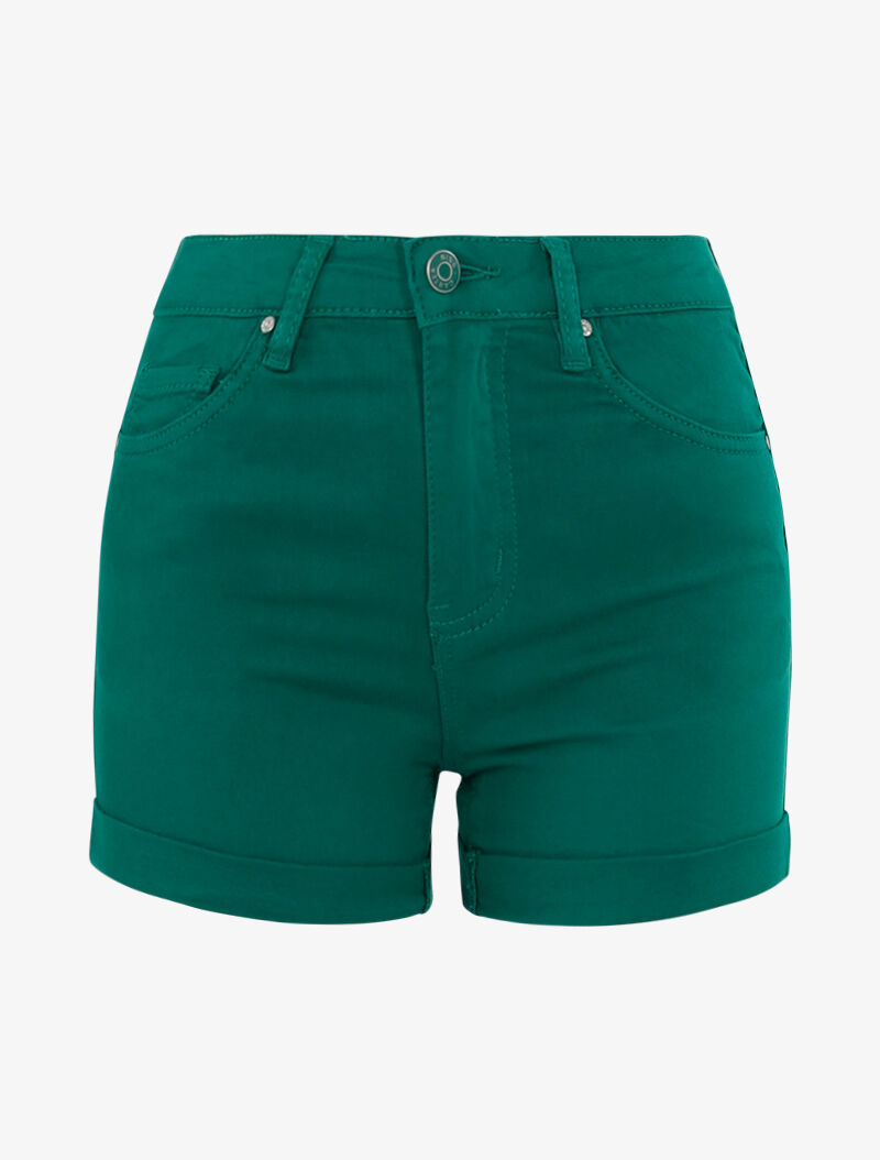Mini short uni à ourlets - vert - 1