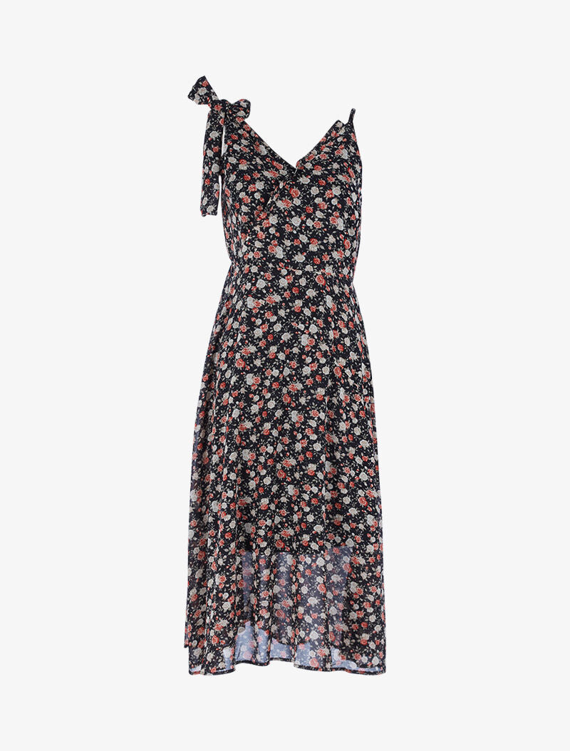 Robe longue à bretelles dépareillées - noir - 1