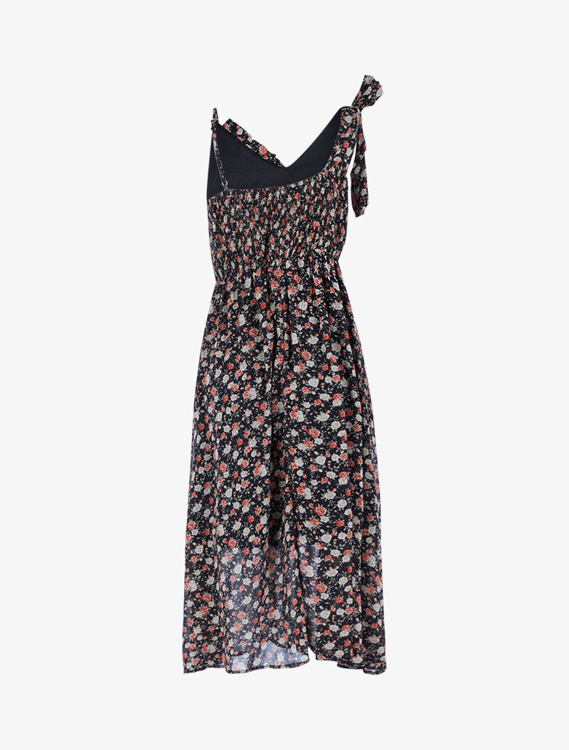 Robe longue à bretelles dépareillées - noir - 2