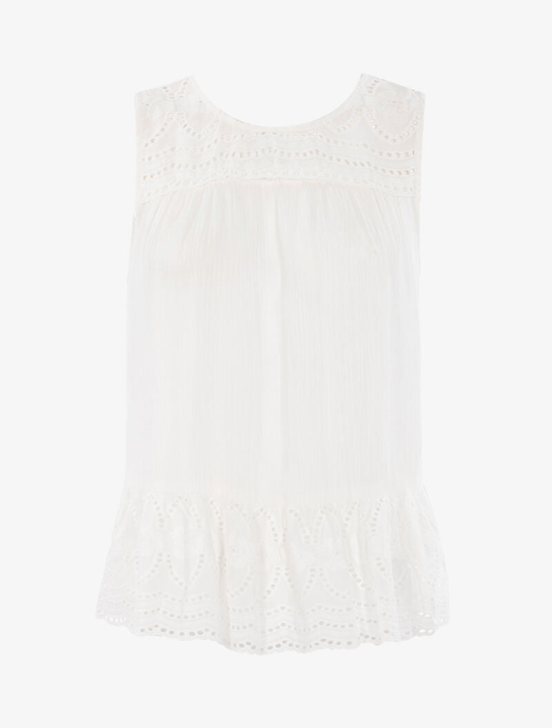 Top à détails style crochet - ecru - 1