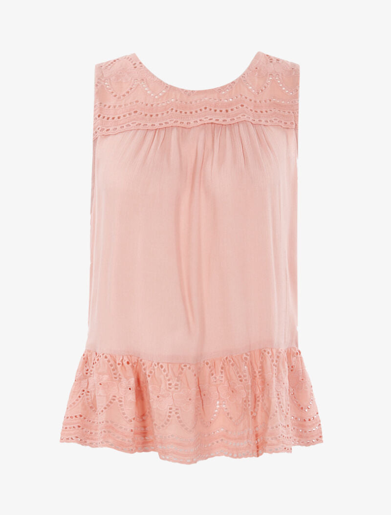 Top à détails style crochet - rose - 3