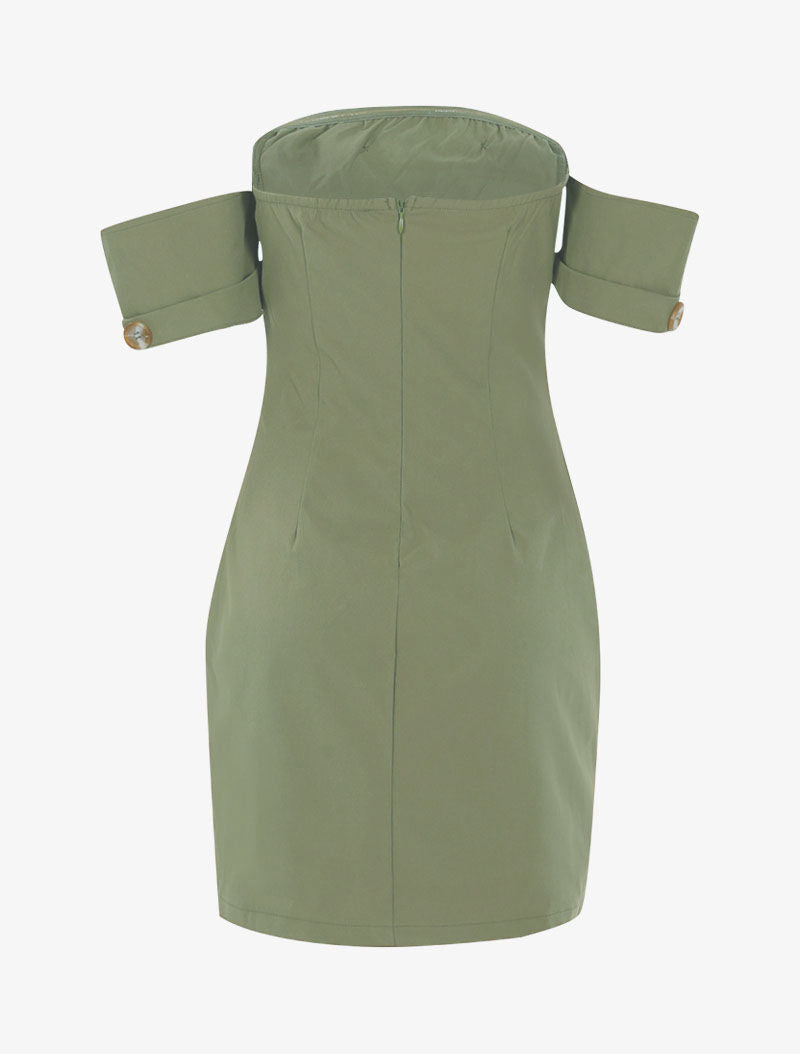 Robe moulante à encolure bardot - kaki - 2