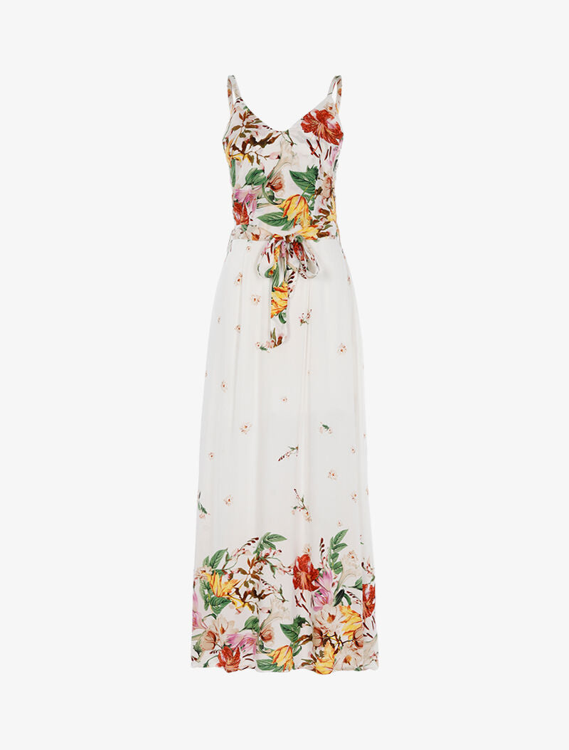 Robe longue à imprimé floral - blanc - 1