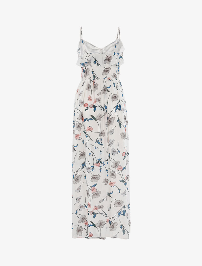 Robe longue à imprimé floral - ecru - 2
