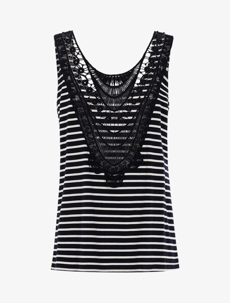 Top style marinière à dos crochet - marine/blanc - 2