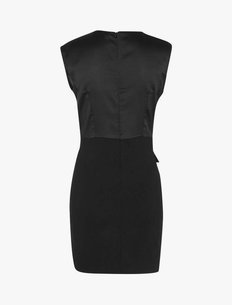 Robe bi matière à boutons décoratifs - noir - 2