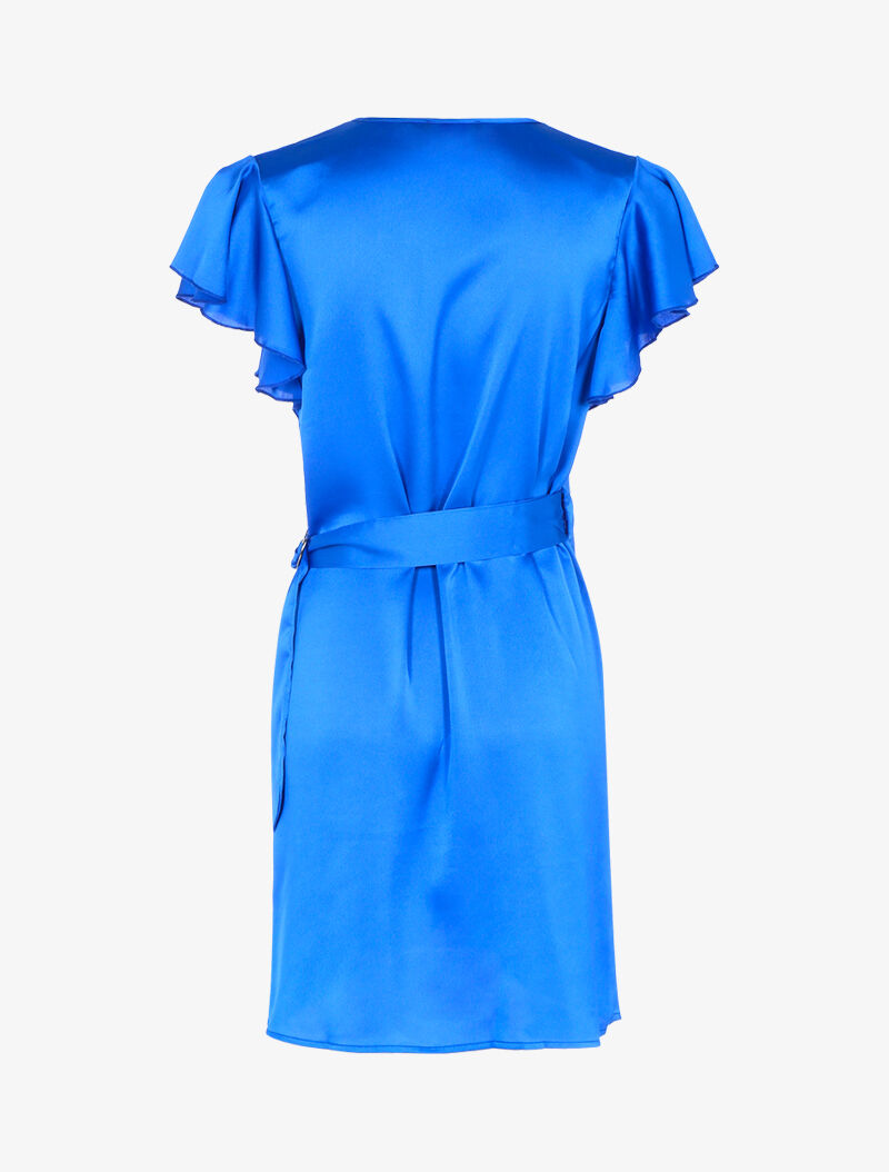 Robe portefeuille satinée - bleu électrique - 2