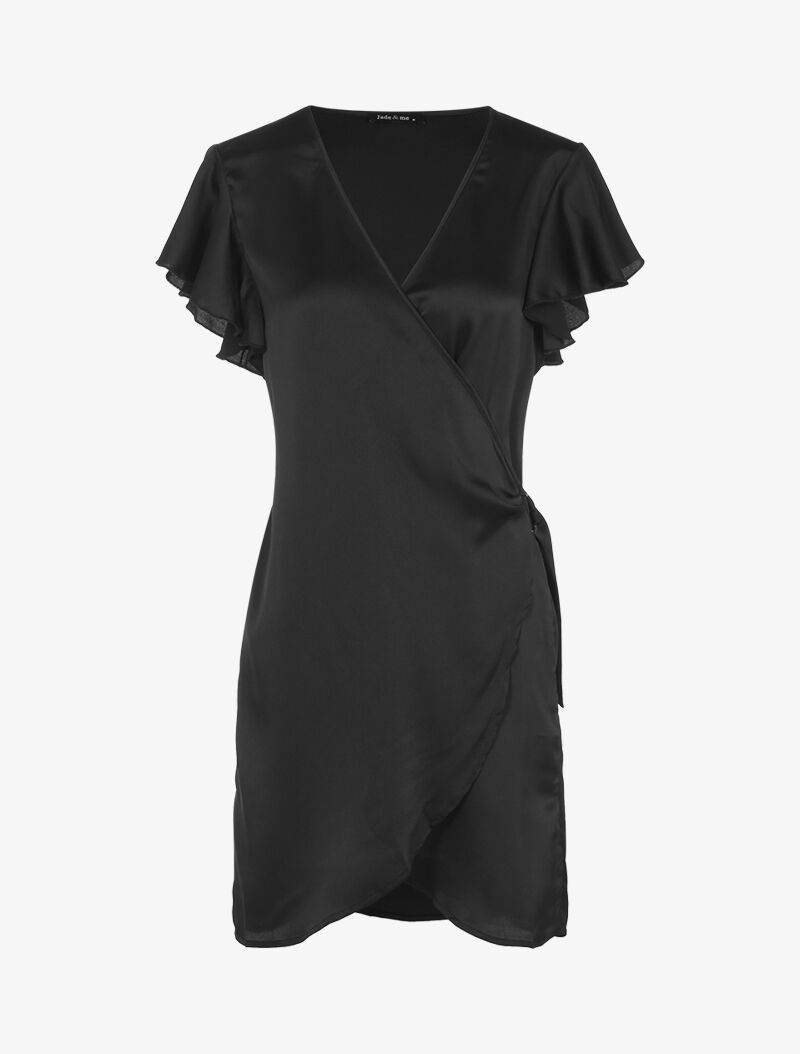 Robe portefeuille satinée - noir - 3