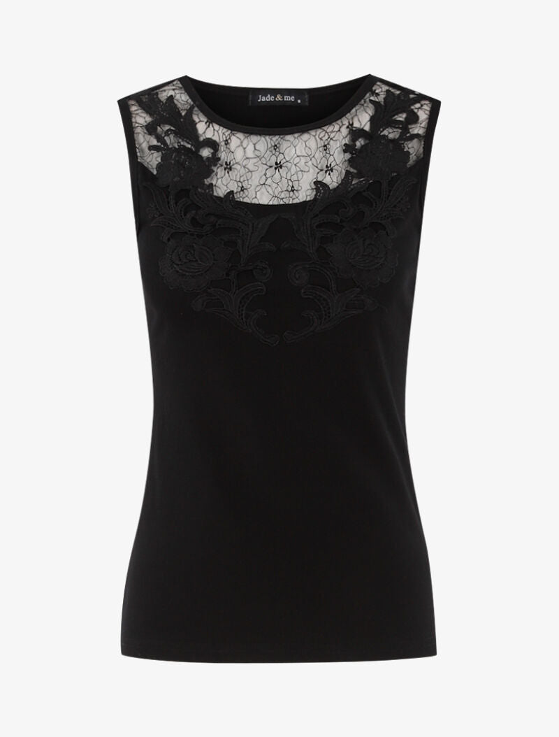 Débardeur à plastron dentelle - noir - 3