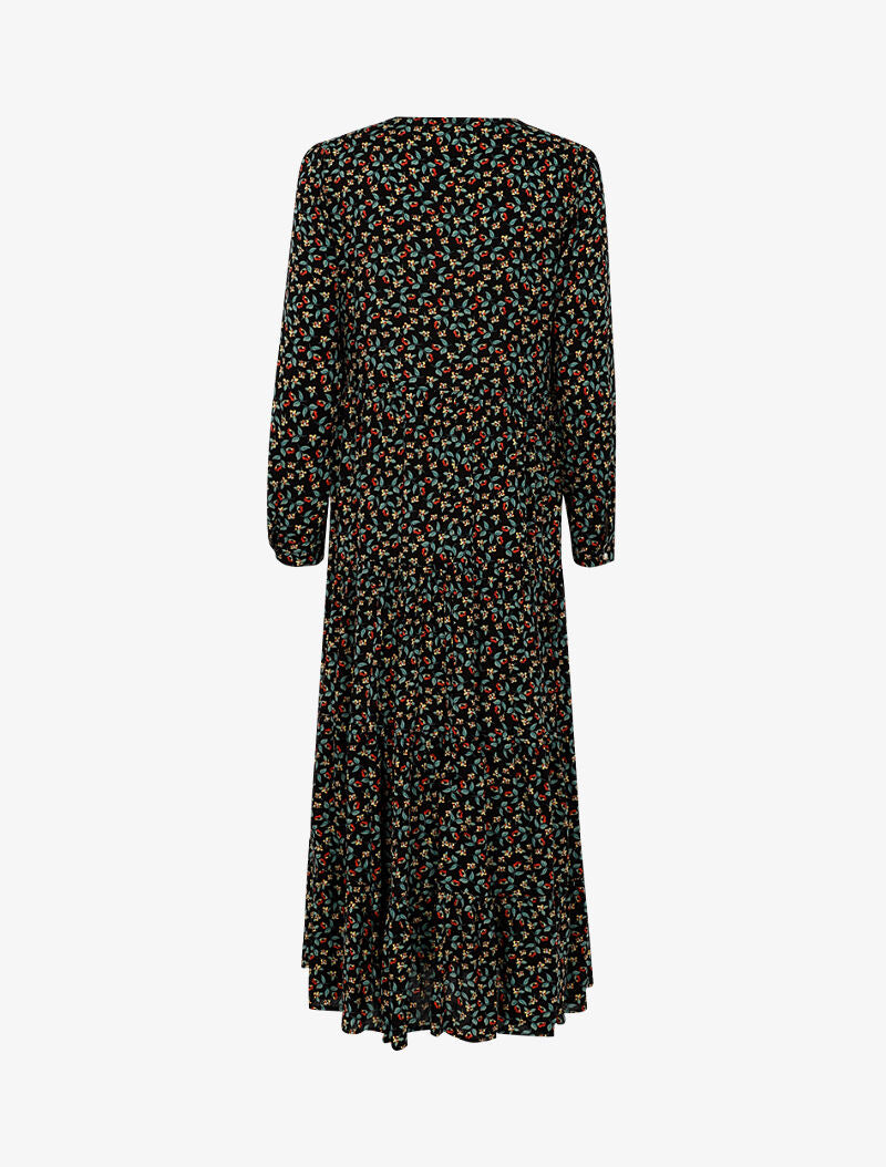 Robe longue trapèze fleurie - noir - 2
