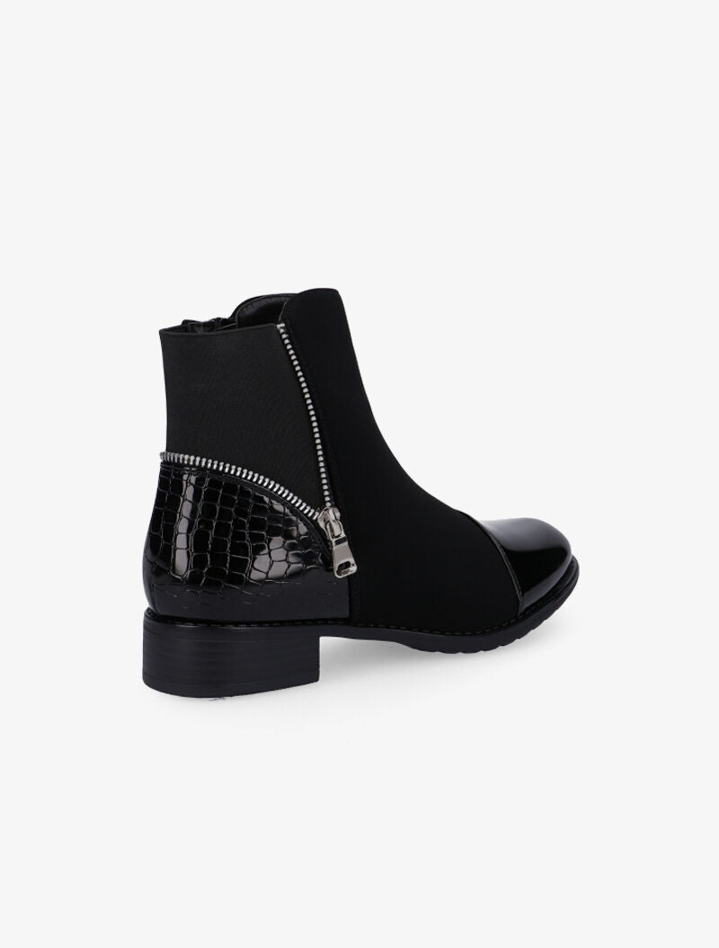 Bottines à détails zippés et élastiqués - noir - 4