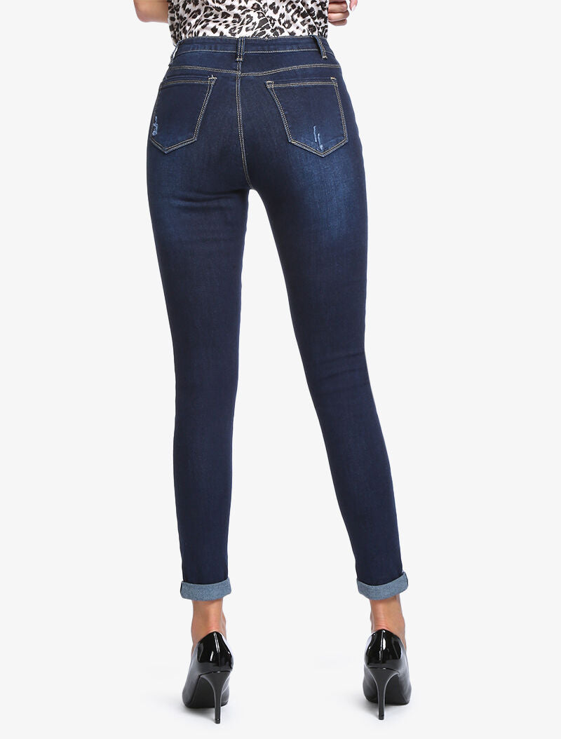 Jean slim basique griffé - bleu denim - 2