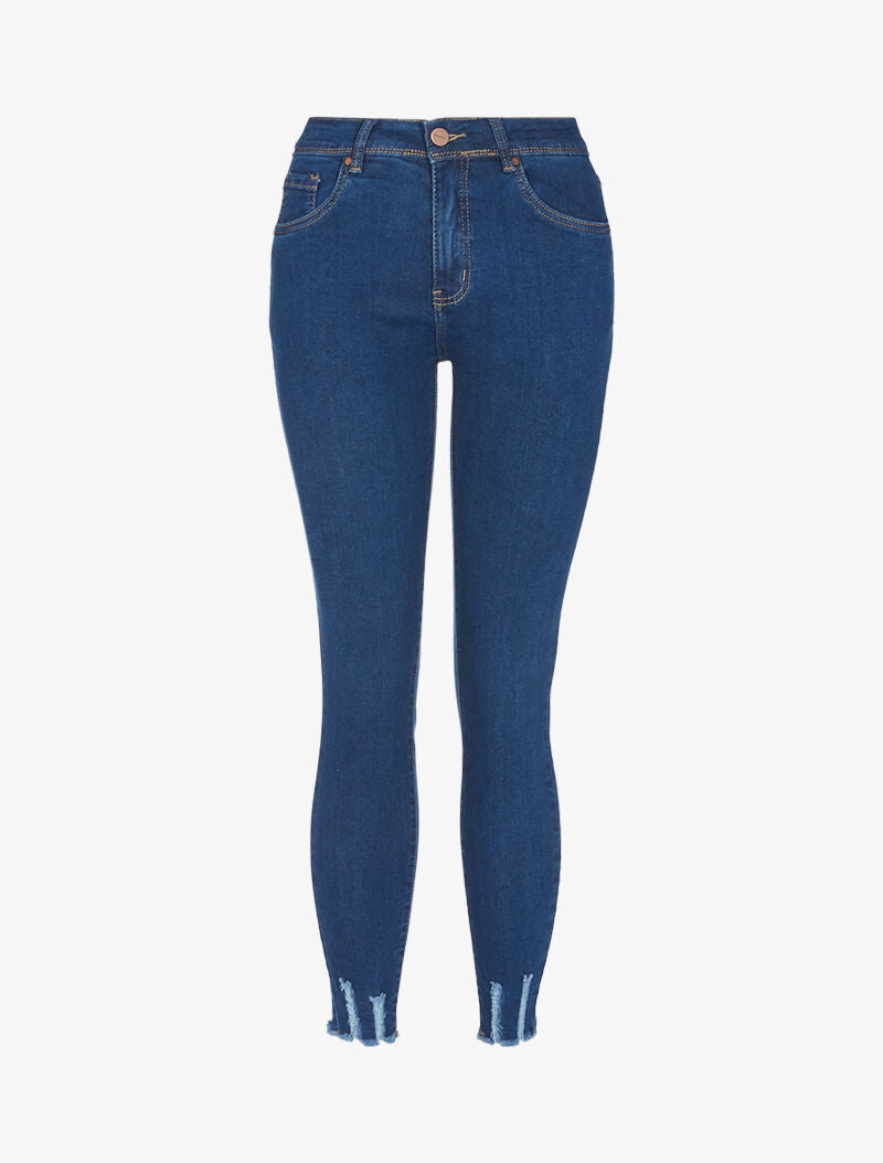 Jean basique à chevilles usées - bleu denim - 3