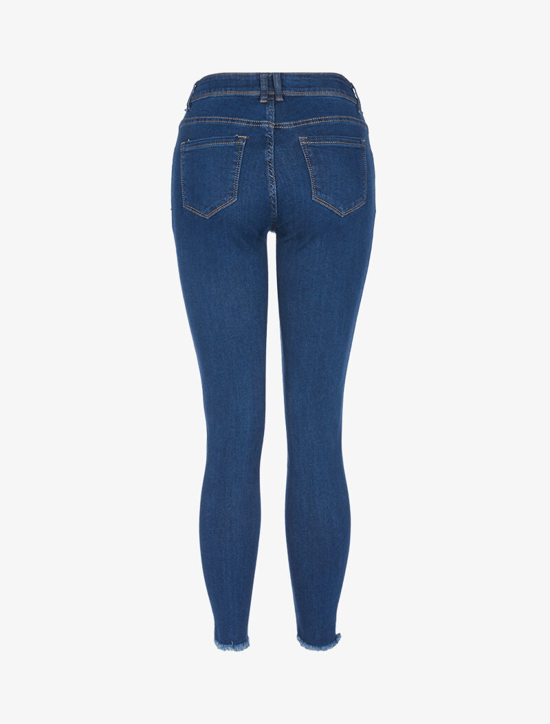 Jean basique à chevilles usées - bleu denim - 2