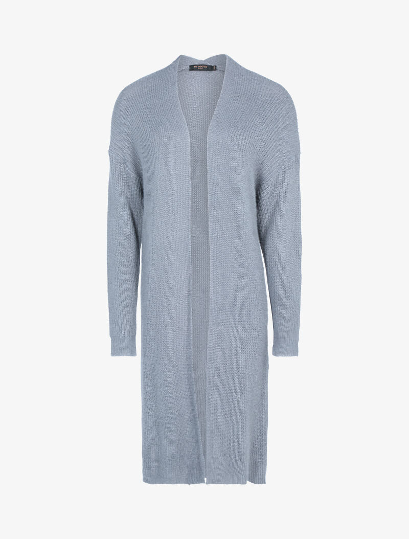 Gilet très long effet angora - gris - 3