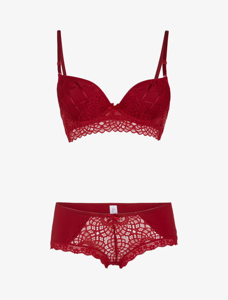 Ensemble à broderie et corsage - lie de vin - 1