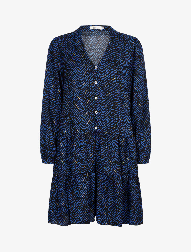 Robe à imprimé graphique et détails irisés - bleu électrique - 3