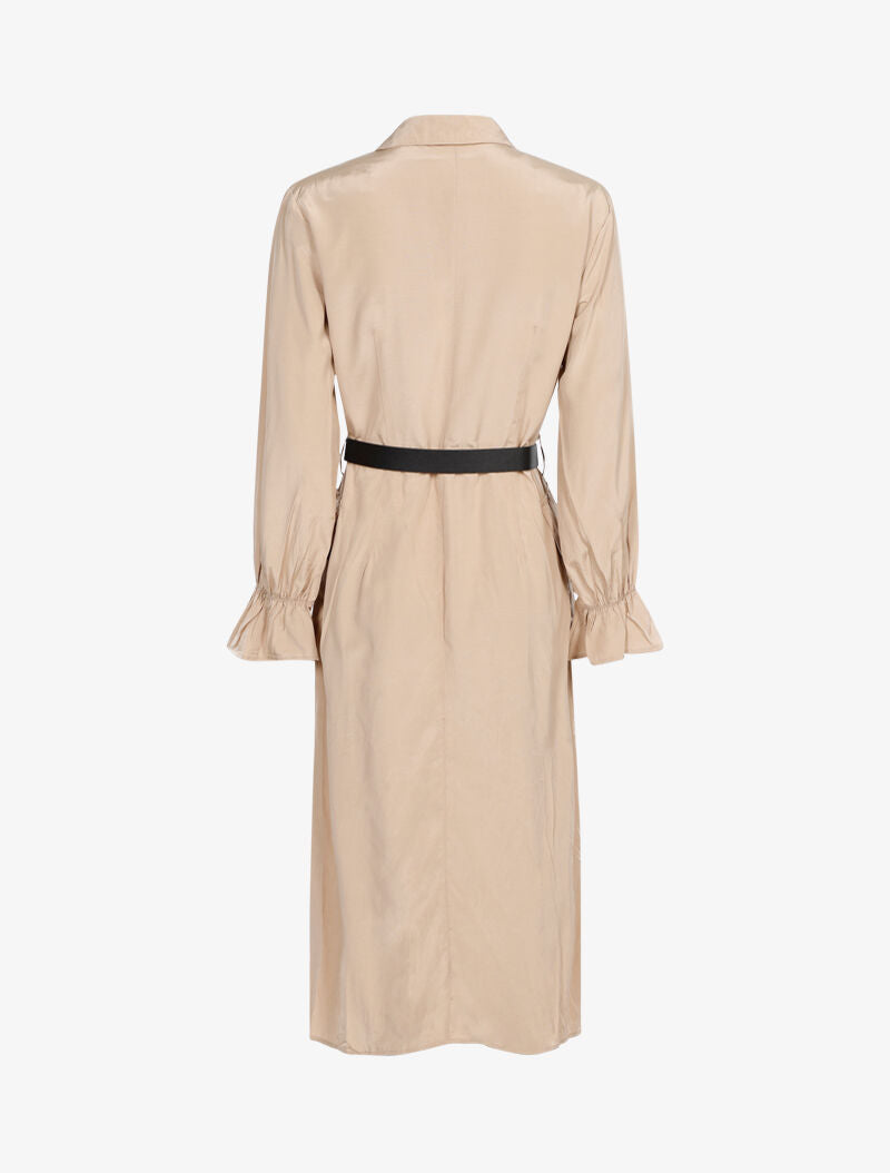 Robe fluide à boutons contrastants - beige - 2