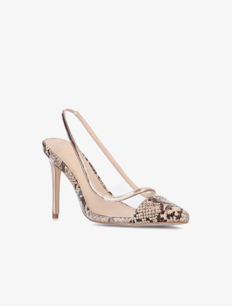 Sandales transparentes et bouts imprimé python - beige - 2