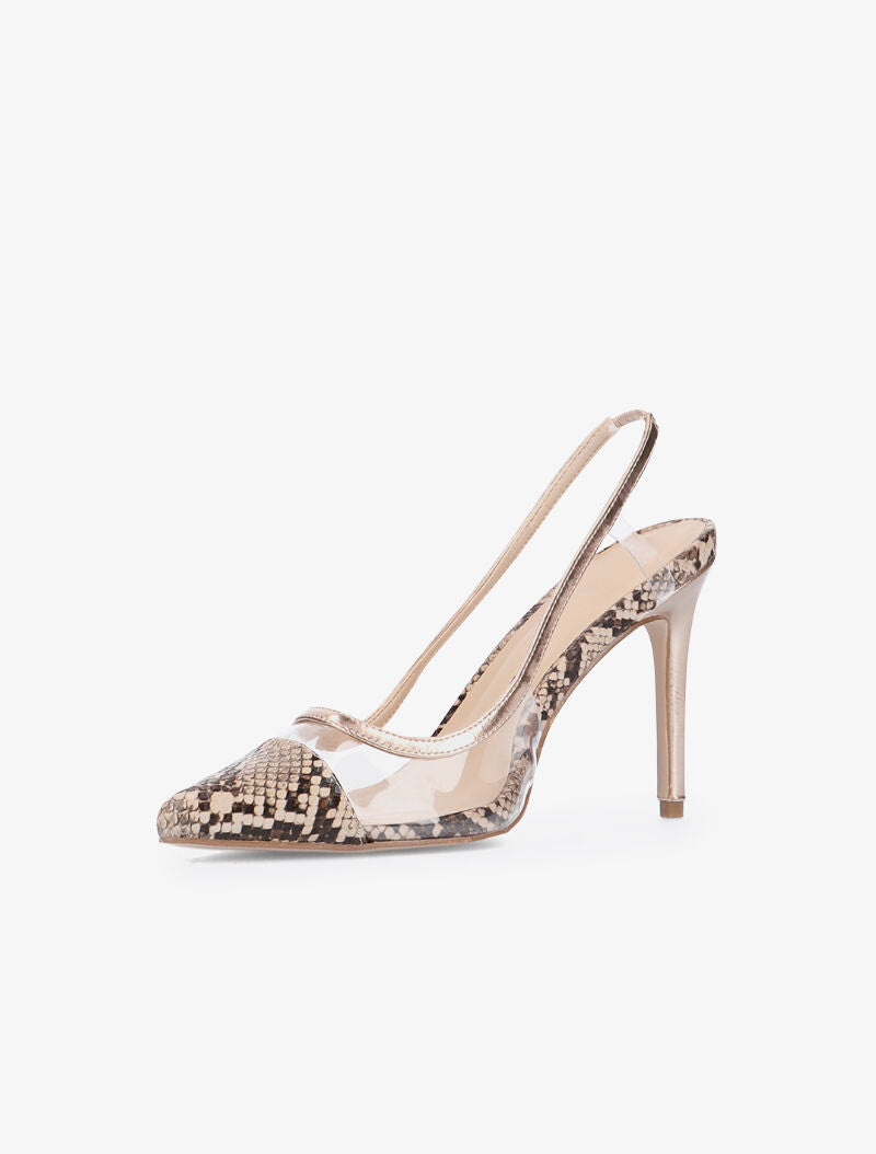 Sandales transparentes et bouts imprimé python - beige - 3