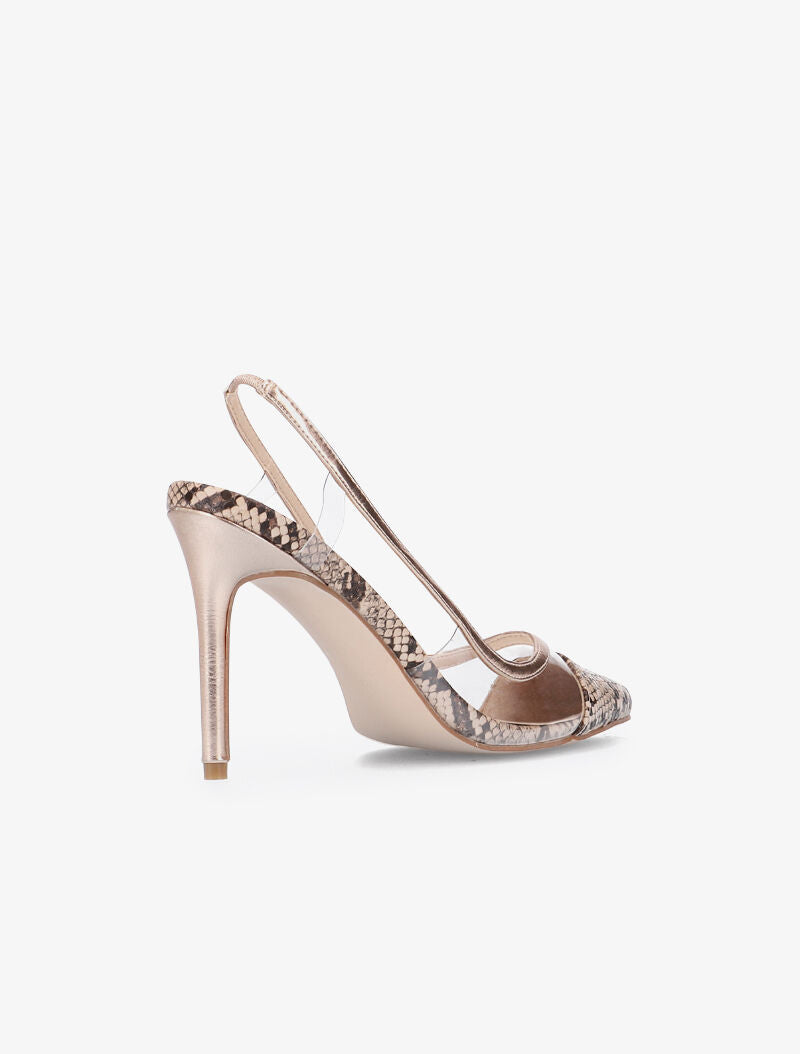 Sandales transparentes et bouts imprimé python - beige - 4