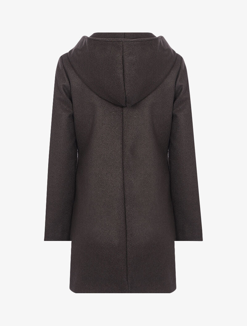 Manteau uni à capuche - noir - 2