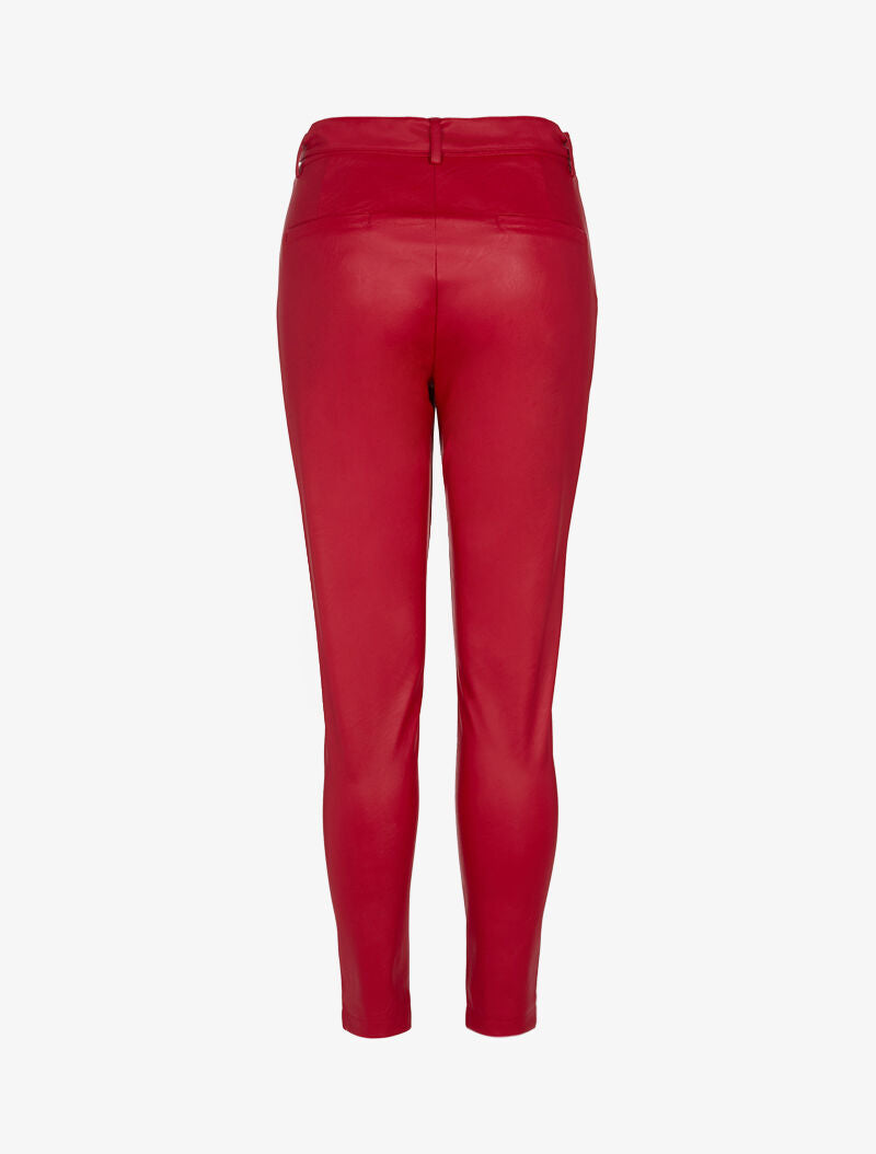 Pantalon à taille haute en simili - rouge - 2